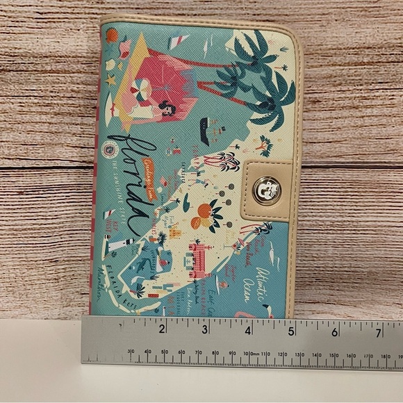 Spartina 449 Greetings From Florida Clutch Snap Wallet Map Pre-Owned Pristine - Picture 5 of 5